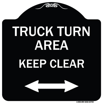 Truck Turn Area Keep Clear (With Bidirectional Arrow)