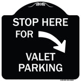 Stop Here for Valet Parking (Right Arrow)