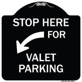 Stop Here for Valet Parking (Left Arrow)