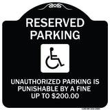 Reserved Parking Unauthorized Parking Is Punishable by A Fine Up to $200 (With Handicapped Graphic)