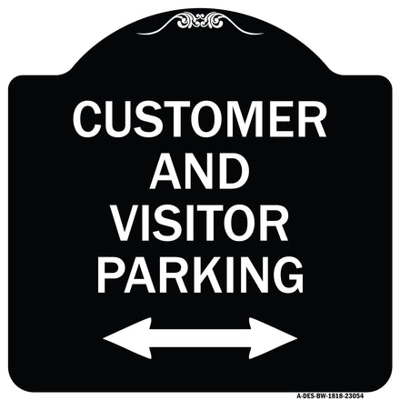 Reserved Parking Sign Customer and Visitor Parking (Bidirectional Arrow)