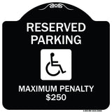 Reserved Parking Maximum Penalty $250 (With Handicapped Symbol