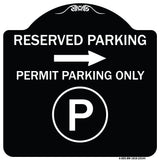Reserved Parking - Permit Parking Only with Symbol and Right Arrow