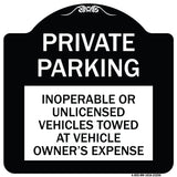 Private Parking Inoperable or Unlicensed Vehicles Towed at Vehicle Owner's Expense