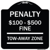 Penalty $100 - $500 Fine Tow Away Zone Virginia Handicap Supplementary Sign