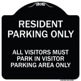 Parking Sign Resident Parking Only All Visitors Must Park in Visitor Parking Area Only