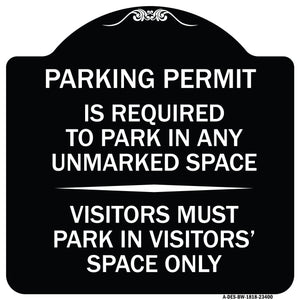 Parking Permit Is Required to Park in ANY Unmarked Space - Visitors Must Park in Visitors' Space Only