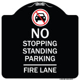 No Stopping Standing Fire Lane with Graphic