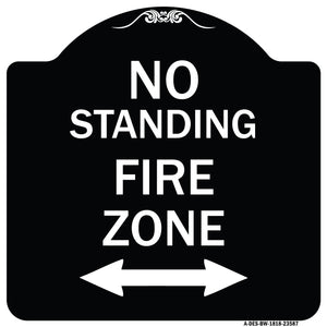 No Standing Fire Zone with Bidirectional Arrow