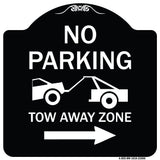 No Parking Tow-Away Zone with Right Arrow