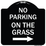 No Parking on the Grass with Right Arrow