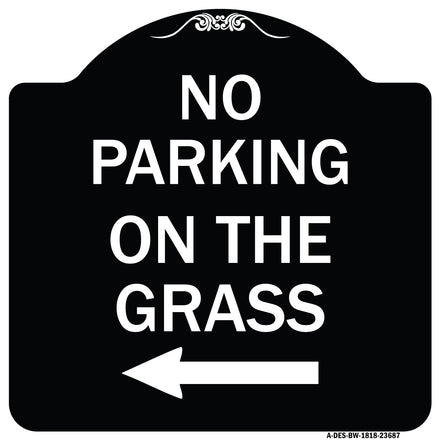 No Parking on the Grass with Left Arrow