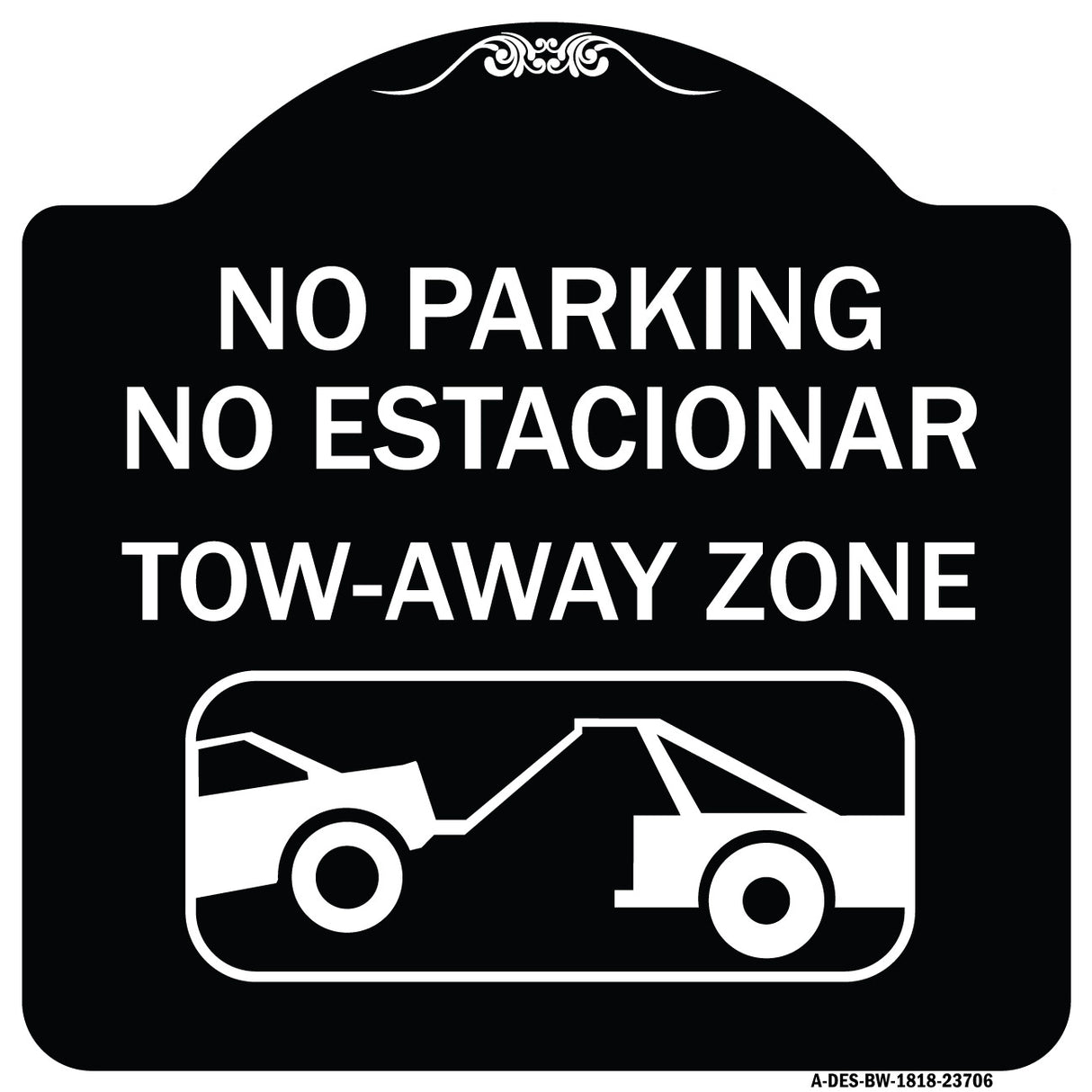 No Parking No Estacionar Tow Away Zone (With Graphic) Directional Arrow) Tacionamiento Zona De Cargamento