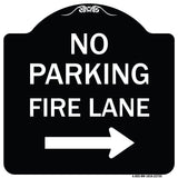 No Parking Fire Lane (With Right Arrow)