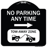 No Parking Anytime Tow-Away Zone with Right Arrow