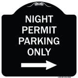 Night Permit Parking Only (With Right Arrow)
