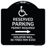 Modern Isa Symbol) Connecticut Reserved Parking Permit Required Violators Will Be Fined Min $150 (With Right Arrow)