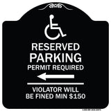 Modern Isa Symbol) Connecticut Reserved Parking Permit Required Violators Will Be Fined Min $150 (With Left Arrow)