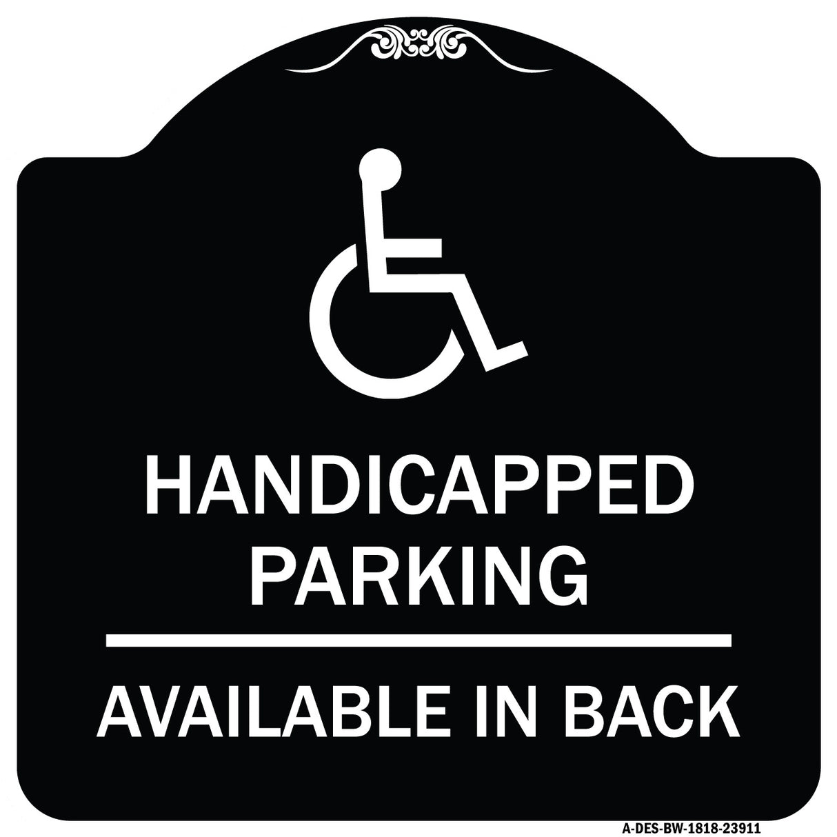 Handicapped Parking Available in Back with Graphic