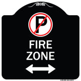 Fire Zone (No Parking Symbol and Arrow Pointing Left and Right)