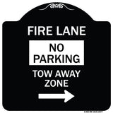 Fire Lane Tow-Away Zone with Right Arrow