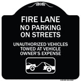 Fire Lanes No Parking on Streets Unauthorized Vehicles Towed at Owner Expense with Graphic