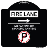 Fire Lane - No Parking or Standing Anytime (With No Parking Symbol and Right Arrow)