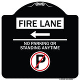 Fire Lane - No Parking or Standing Anytime (With No Parking Symbol and Left Arrow)