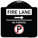 Fire Lane - No Parking (With No Parking Symbol and Right Arrow)