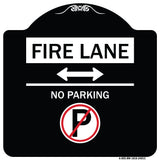 Fire Lane - No Parking (With No Parking Symbol and Bidirectional Arrow)