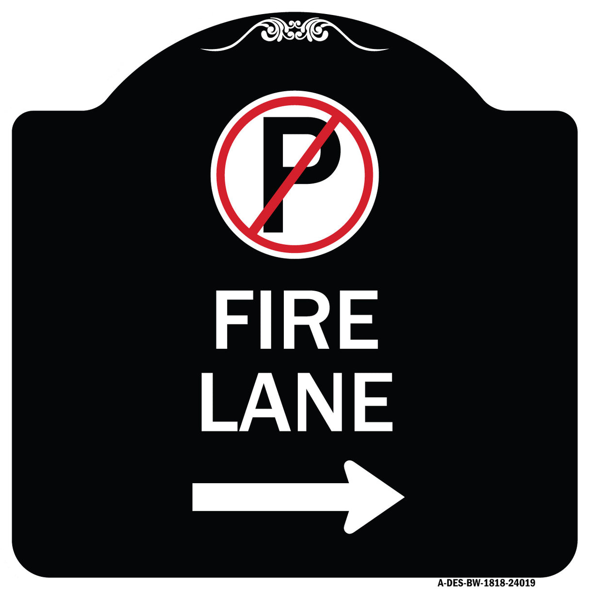 Fire Lane (No Parking Symbol and Right Arrow)