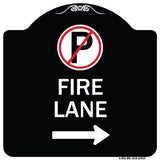 Fire Lane (No Parking Symbol and Right Arrow)