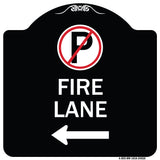 Fire Lane (No Parking Symbol and Left Arrow)