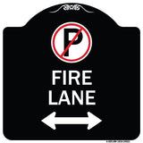 Fire Lane (No Parking Symbol and Arrow Pointing Left and Right)