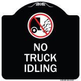 Driveway Sign No Truck Idling with Graphic