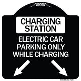 Charging Station Electric Car Parking Only While Charging with Left and Right Down Pointing Arrows