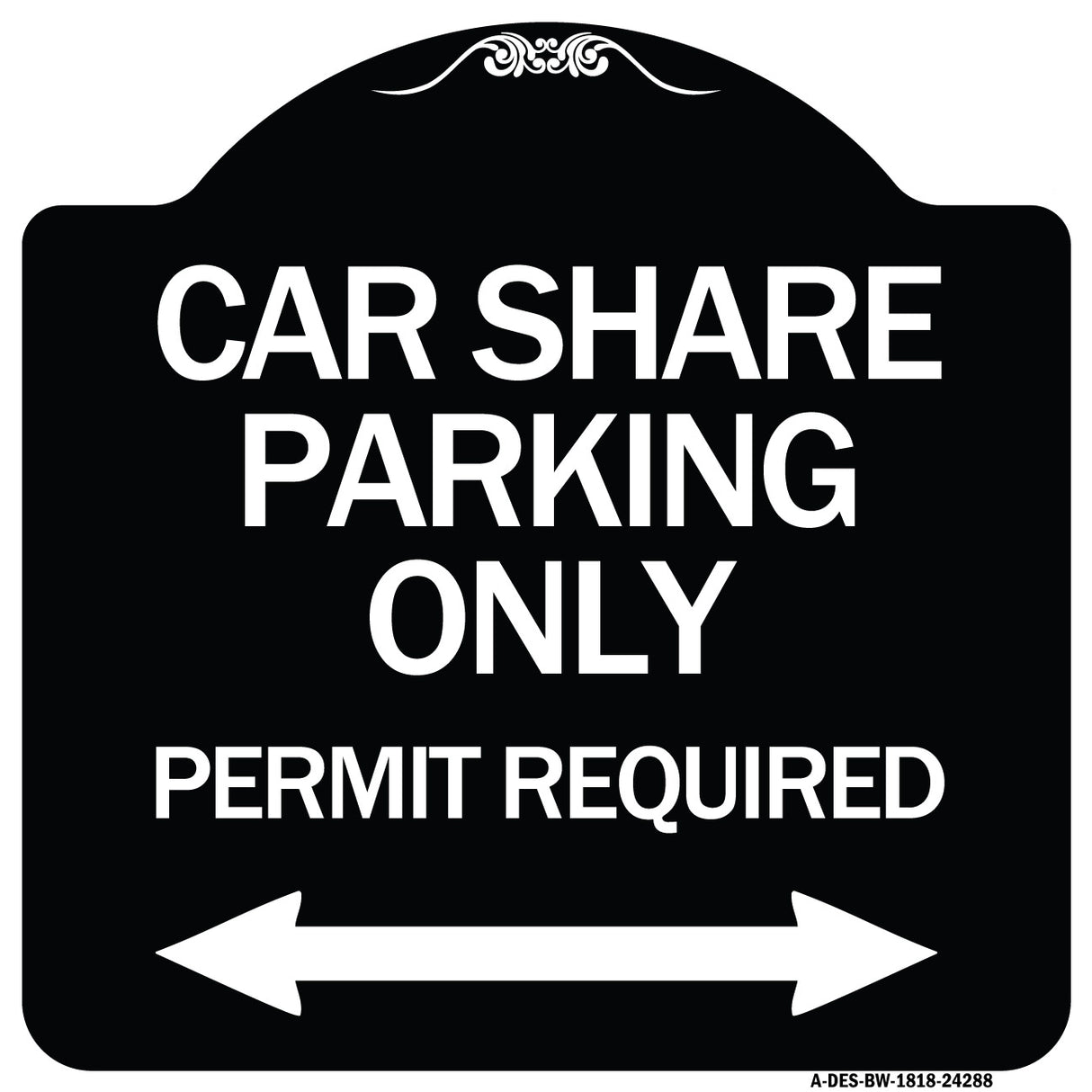 Car Share Parking Only Permit Required with Bidirectional Arrow