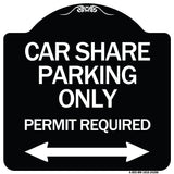 Car Share Parking Only Permit Required with Bidirectional Arrow