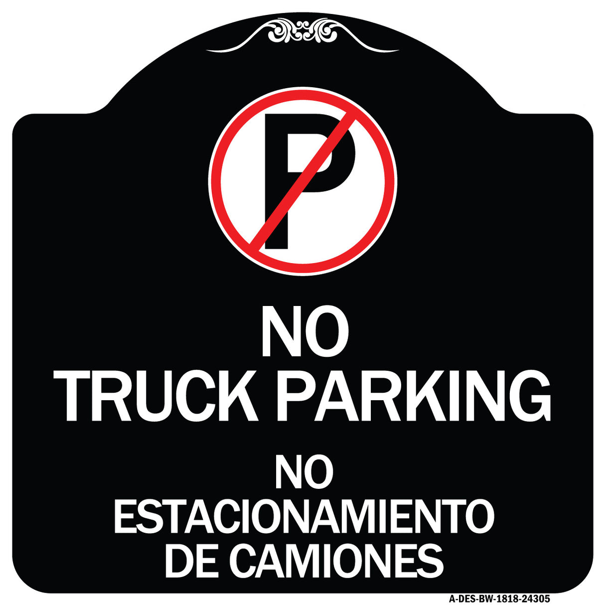 Bilingual No Parking Sign No Truck Parking No Estacionamiento De Camiones (With No Parking Symbol)