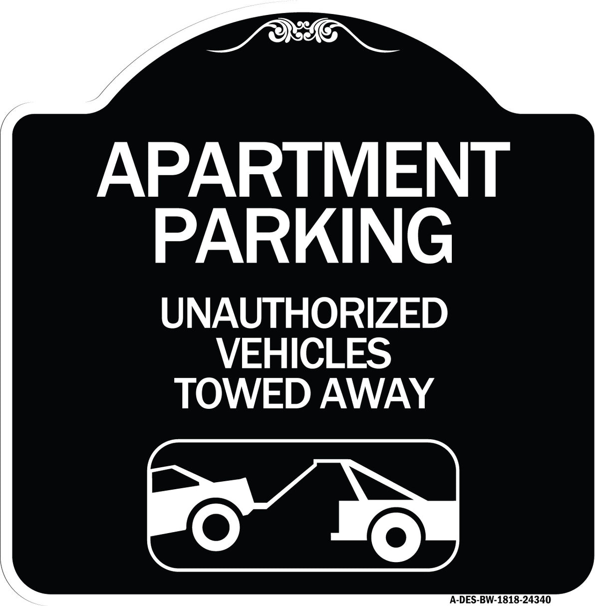 Apartment Parking - Unauthorized Vehicles Towed Away (With Car Tow Graphic)