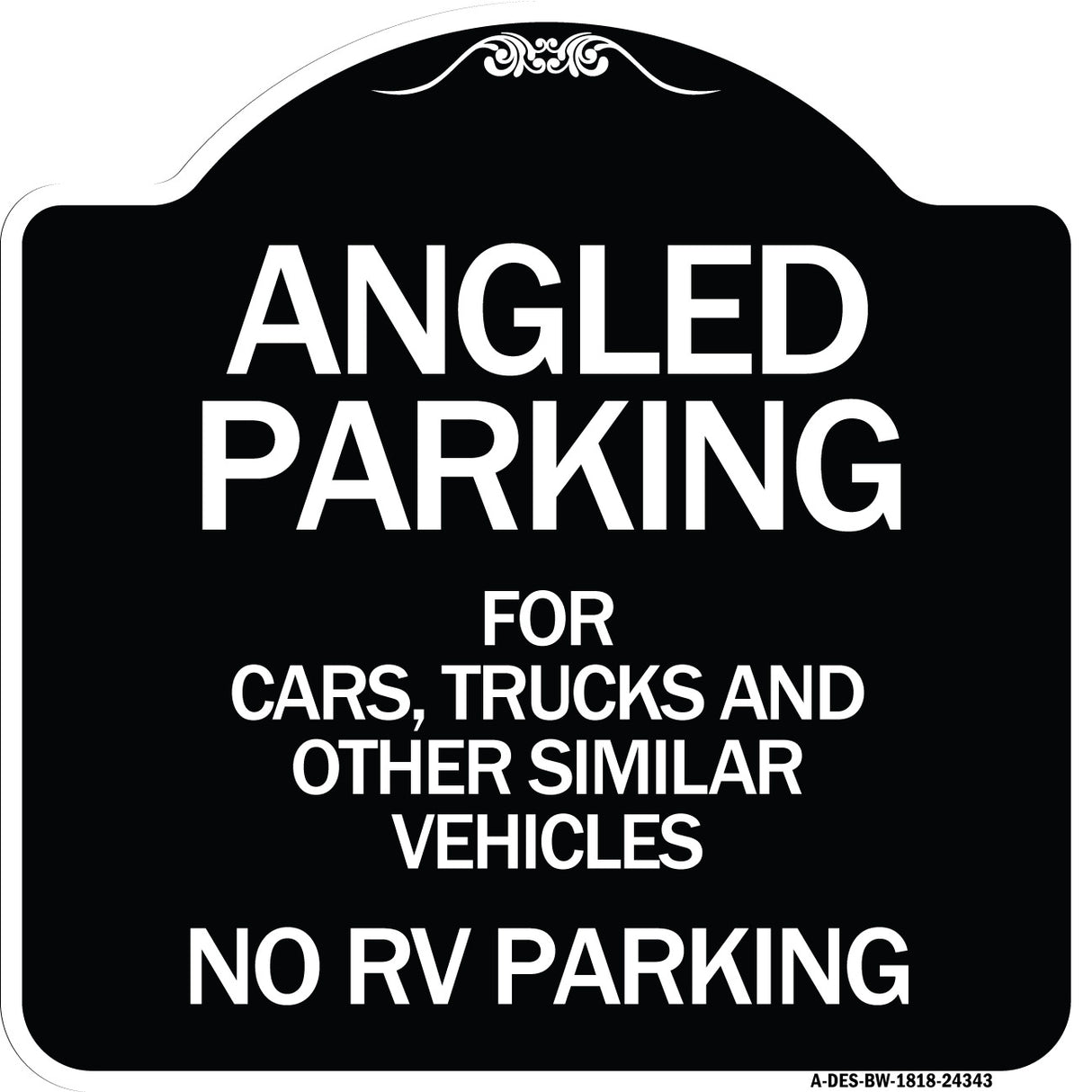 Angled Parking for Cars Trucks and Similar Vehicles - No RV Parking