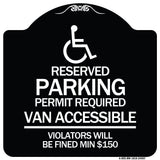 Connecticut Reserved Parking Permit Required Van Accessible Violators Will Be Fined Min $150 with Symbol