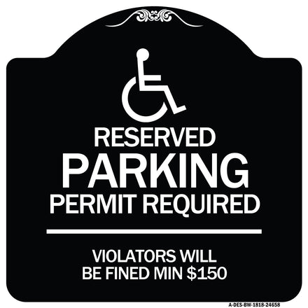 (Modern Isa Symbol) Connecticut Reserved Parking Permit Required Violators Will Be Fined Min $150