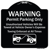 Warning Permit Parking Only Vehicles Will Be Towed At Vehicle Owners Expense Towing