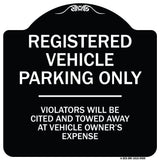 Registered Vehicle Parking Only Violators Will Be Cited And Towed Away At Vehicle Owner's Expense