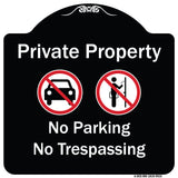 Private Property No Parking Or Trespassing With Symbols