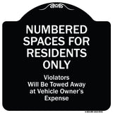 Numbered Spaces Residents Only Violators Will Be Towed Away At Vehicle Owners Expense