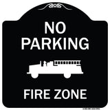 No Parking, Fire Zone With Fire Truck Graphic