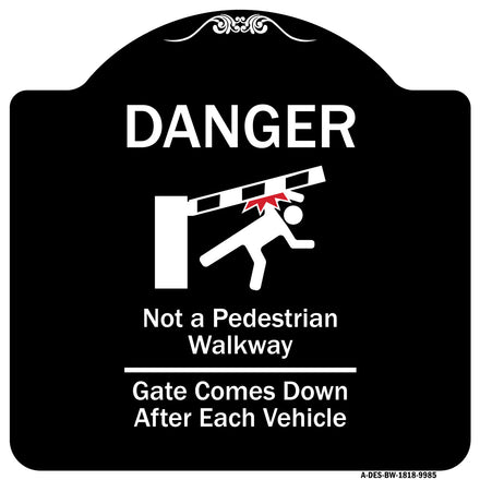 Danger Not A Pedestrian Walkway Gate Comes Down After Each Vehicle