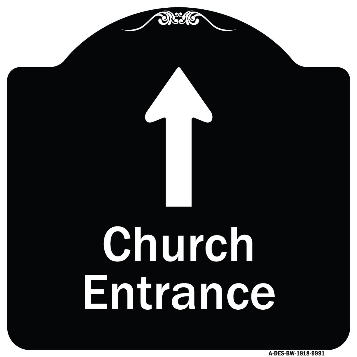 Church Entrance Ahead With Up Arrow